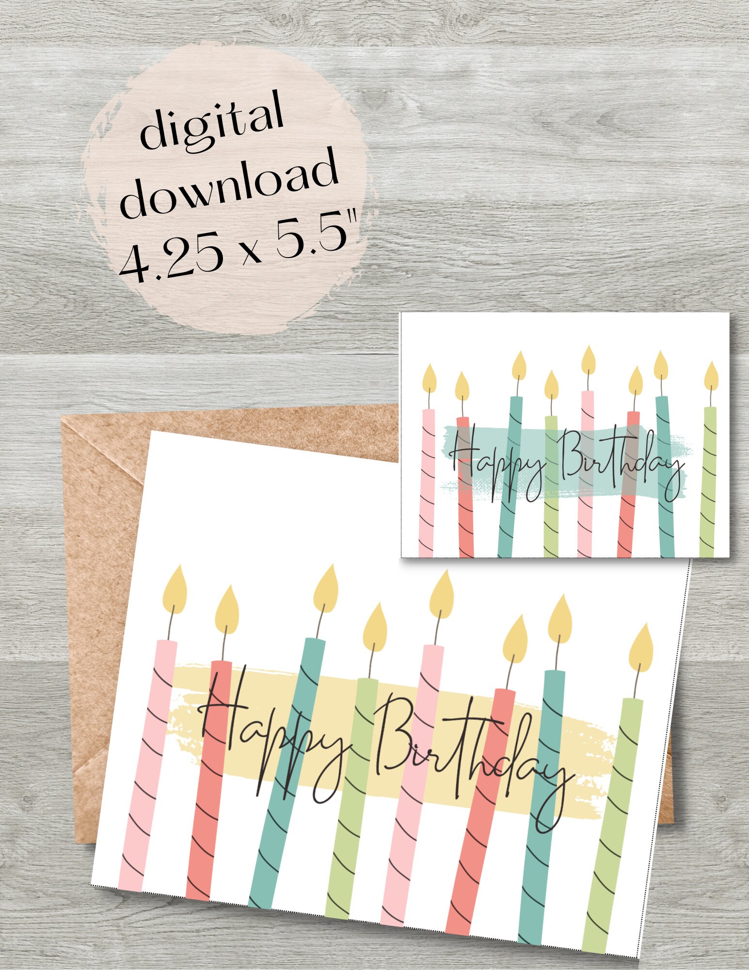 Happy Birthday Digital Download Cards Candles Birthday Etsy