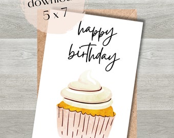 Cupcake happy birthday digital download card, Cupcake birthday, printable bday cards, Printable birthday cards, Fun birthday, Unlimited bday