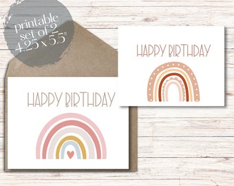 Happy birthday digital download cards, Rainbow birthday, printable bday cards, Printable birthday cards, Retro birthday, Unlimited bday