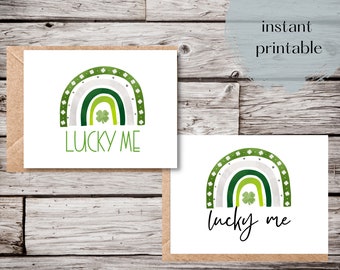 St. Patricks day cards, Lucky me cards set, Lucky me, Instant download, Digital St. Patty's, Printable St. Patrick's day cards