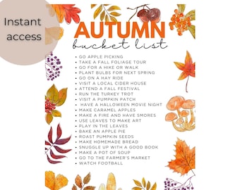 Fall Bucket List, Autumn Activity Planner, Fall Idea Checklist, Fun Things To Do This Fall, Fall Activity List, Fall Printable Bucket List