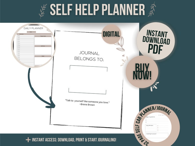 Self Care Planner, Self-care checklist, Selfcare journal tracker, Wellness planner printable, Mental health, Well being planner image 1