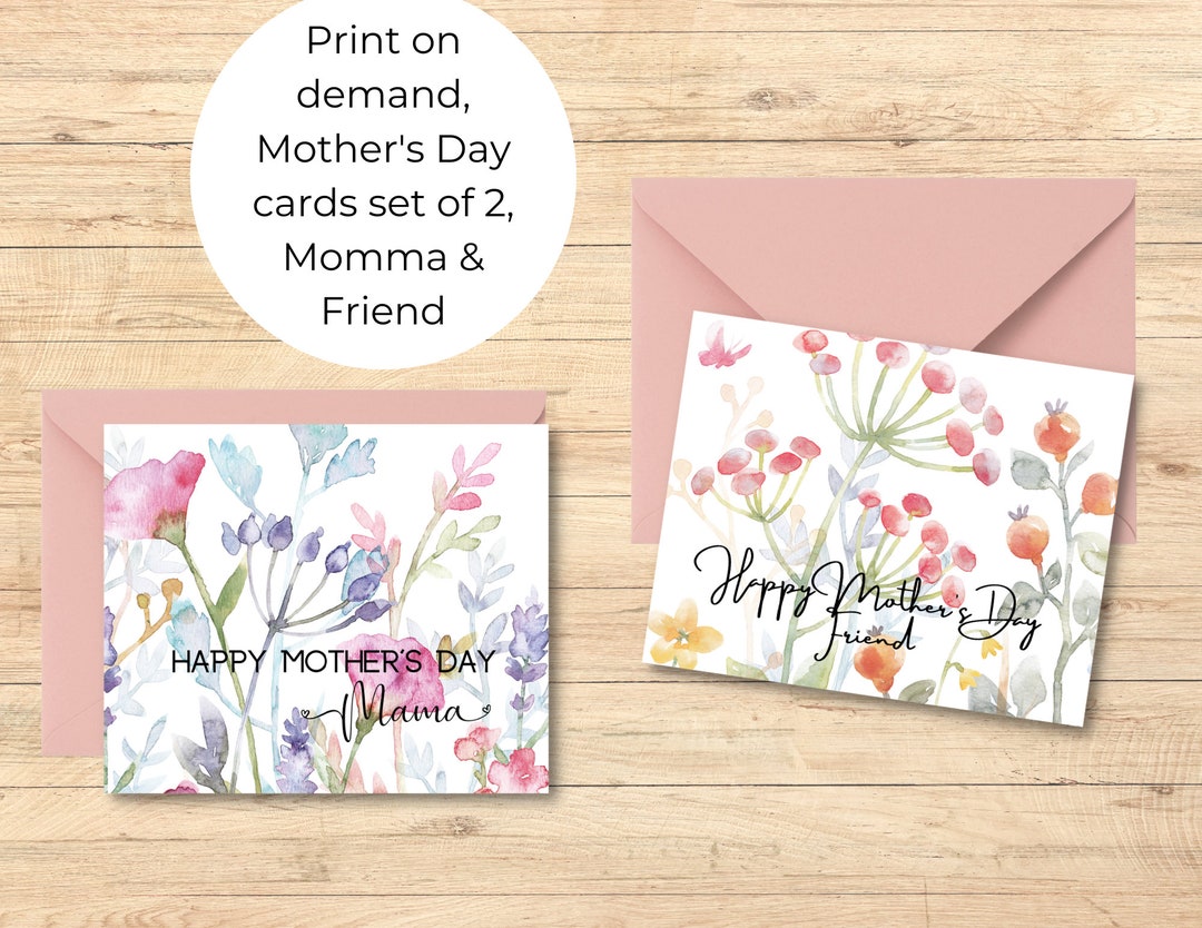 Happy Mother's Day Printable Cards for Momma &amp; Friend, Set of Two - Etsy