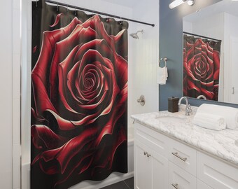 Rose rouge, rideau de douche pour salle de bain