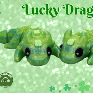 Lucky Baby Dragon - Flexi Articulated 3D Printed Shamrock Dragon