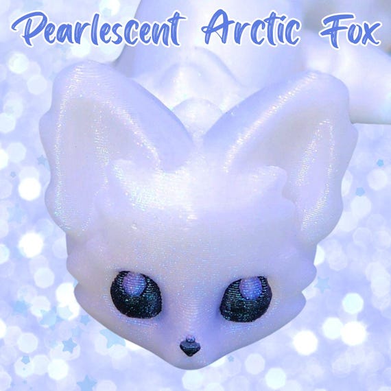 Articulated 3D Fox Fidget Toy: White Shimmer PLA Desk Pet