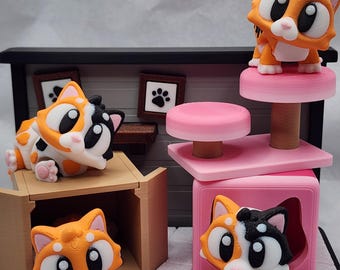 Conjunto de brinquedos para gatinhos - Mini gatil impresso em 3D