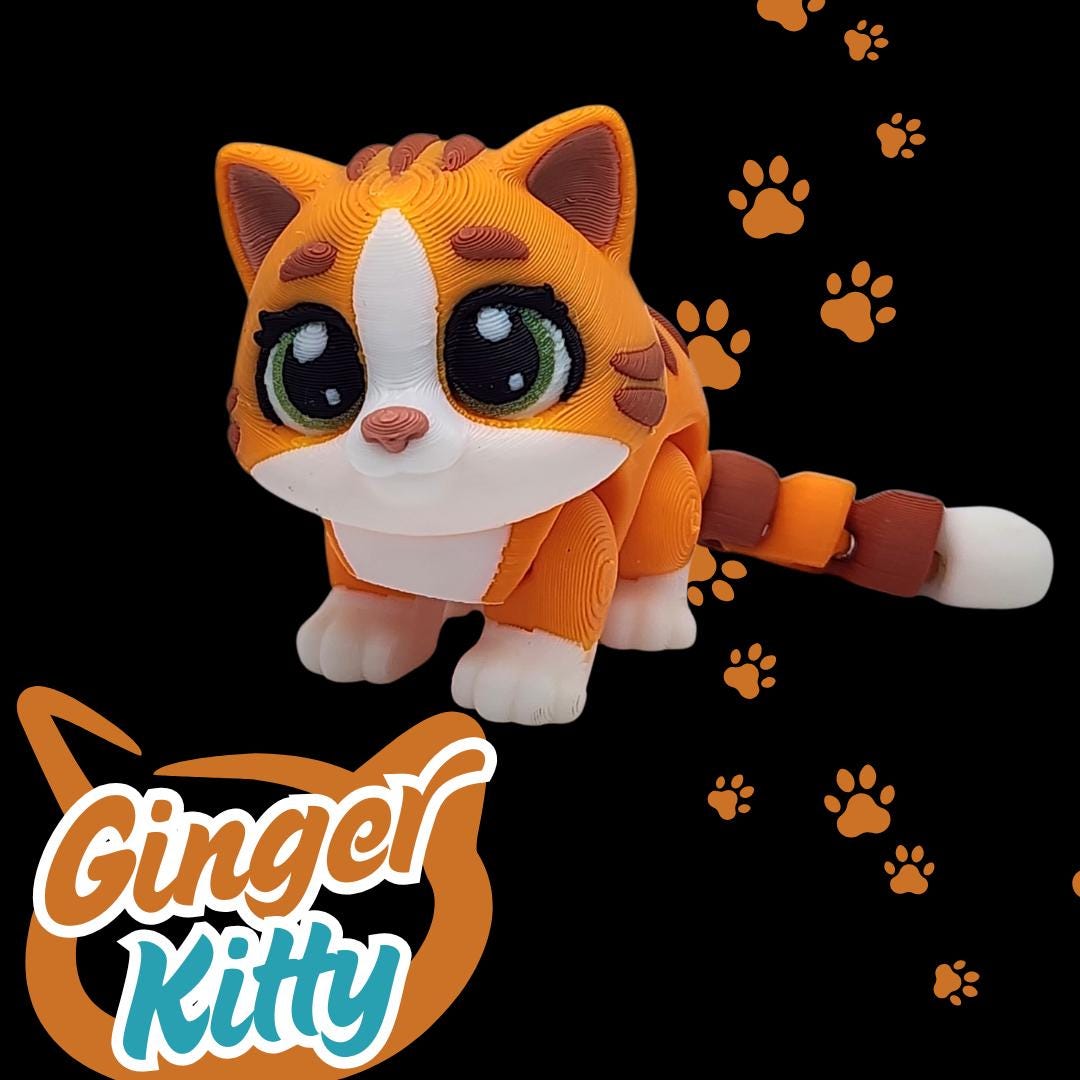 Chibi Kitty, Articulated Fidget Toy, Flexible Cat, Collectible ...