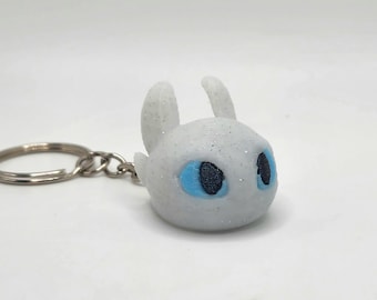 White Dragon Keychain, 3D Printed HTTYD Luna Toothless Inspired