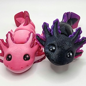 Articulated Flexi Axolotl, 3D Printed Fidget Toy, Desk Pet, Gift, Collectible, Salamander
