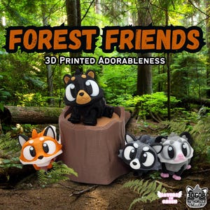 Forest Friends - Raccoon - Fox - Opossum - Bear - 3D Flexible Fidget Toys - Animals