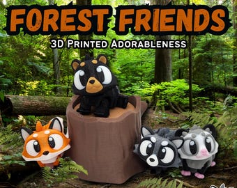 Forest Friends - Raccoon - Fox - Opossum - Bear - 3D Flexible Fidget Toys - Animals