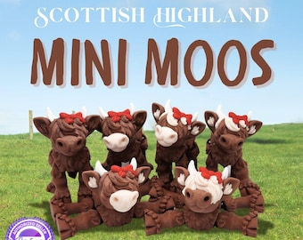 3D Printed Scottish Highland Cow: Articulated Fidget Desk Pet