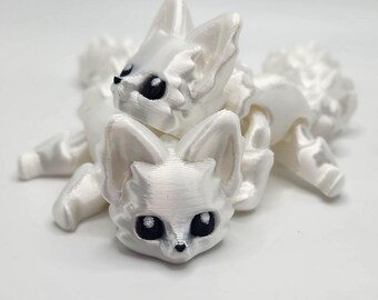 Silk Arctic Flexi Fox, Fidget Toy, Desk Pet, Winter Decor, Fox Gift, Animal