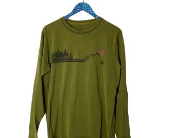 Y2K NIKE ACG Green Long Sleeve Soft Cotton Embroidered Outdoor Logo Graphic Tee