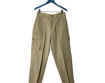 VTG JG Hook Khaki Cargo Pleated Trouser Pants 100% Cotton