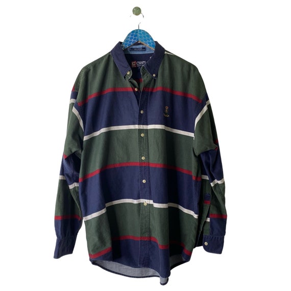 VTG Chaps Ralph Lauren Mens Cotton Stripe Crest L… - image 1