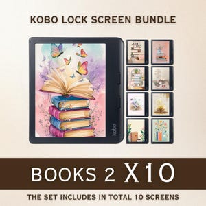 Kobo Screensavers | 10 Books Sleep Screens for Kobo Libra Colour & Clara Colour | Cozy eReader Lock Screens | Digital Download