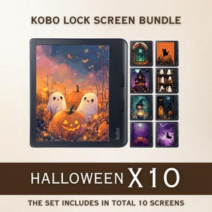Kobo Screensavers | 10 Halloween Sleep Screens for Kobo Libra Colour & Clara Colour | Cozy eReader Lock Screens | Digital Download