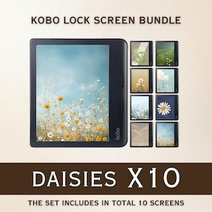 Kobo Screensavers | 10 Daisies Sleep Screens for Kobo Libra Colour & Clara Colour | Cozy eReader Lock Screens | Digital Download