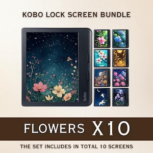 Kobo Screensavers | 10 Flowers Sleep Screens for Kobo Libra Colour & Clara Colour | Cozy eReader Lock Screens | Digital Download