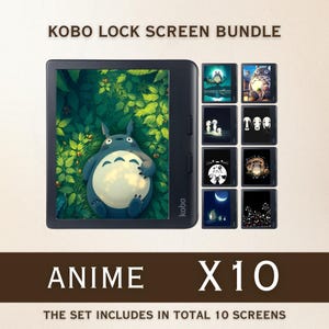 Kobo Screensavers | 10 Anime Sleep Screens for Kobo Libra Colour & Clara Colour | Cozy eReader Lock Screens | Digital Download