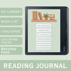 Reading Journal for Kobo | Digital Book Tracker with Review Pages, Reading Challenges, Coloring Pages & Wishlist | PDF Planner for Kobo