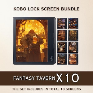 Kobo Screensavers | 10 Fantasy Tavern Sleep Screens for Kobo Libra Colour & Clara Colour | Cozy eReader Lock Screens | Digital Download