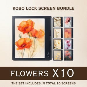 Kobo Screensavers | 10 Flowers Sleep Screens for Kobo Libra Colour & Clara Colour | Cozy eReader Lock Screens | Digital Download