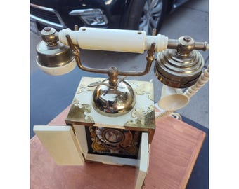 Vintage 1971 Electra Rotary Desk Phone - Beige & Gold, Made in