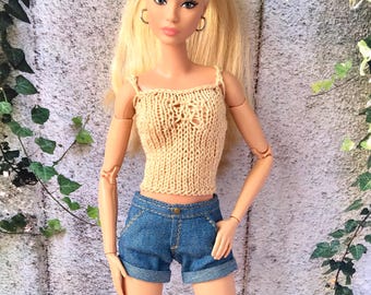 Short en jean à retrousser pour poupée mannequin de 11,5 pouces à l'échelle 1/6