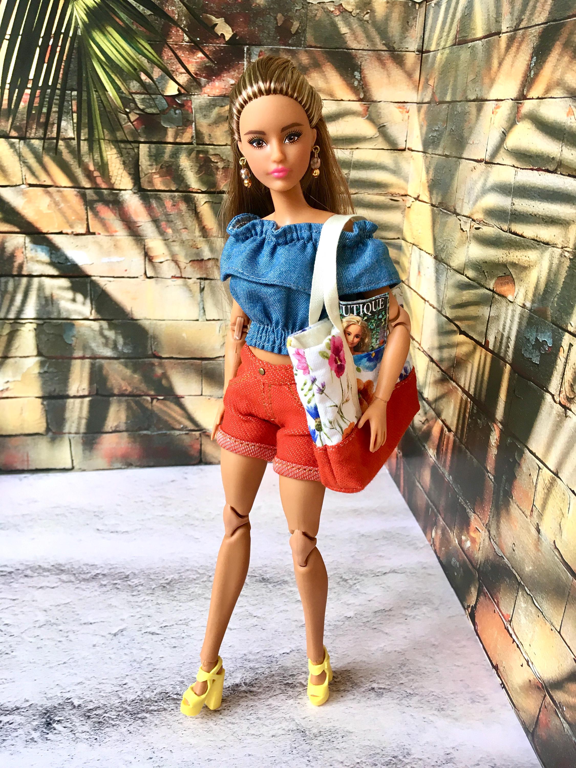 ドール生地  女の子トートバッグ 1/6スケールファッションドール用大型布製トートバッグ（複数色