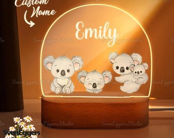 Personalized Cute Koala Night Light For Baby, Cute Animal Night Lamp, Baby Bedside Led Lamp, Kids Room Decor, Gift For Kids