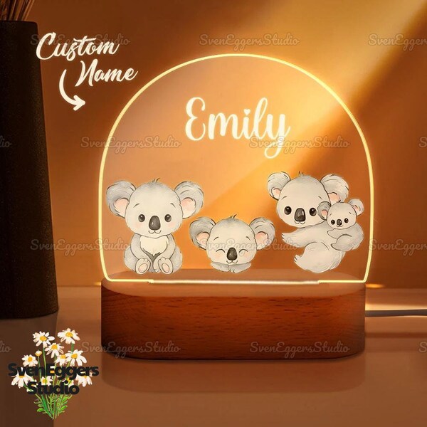 Personalized Cute Koala Night Light For Baby, Cute Animal Night Lamp, Baby Bedside Led Lamp, Kids Room Decor, Gift For Kids