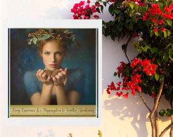 Woman with Butterfly Framed Vertical Poster | Inspirational Quote Art