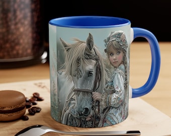 Equine Joy Illustration Mug | Floral Meadow Accent Mug