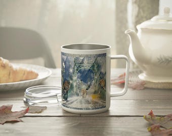 Lanchid Chain Bridge Budapest Mug, Insulated Coffee Mug 10oz