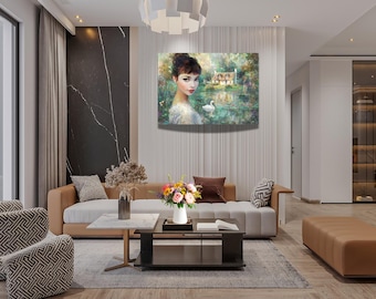 Pre-Raphaelite Art Prints, Romantic Botanical Garden Decor, Swan Harp Roses (Digital Download)