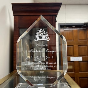 Personalized Victory Acrylic Award with Obsidian | Unique Retirement Gift for Manager, Staff, Doctor | Custom Plaque for Church or School