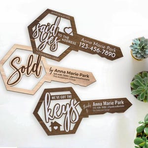 Wooden Personalized Real Estate Key | Realtor Photo Prop | Real Estate Key | Personalized Sold Sign | Closing Sign | Closing Photo Prop