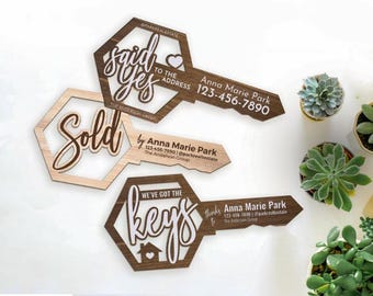 Wooden Personalized Real Estate Key | Realtor Photo Prop | Real Estate Key | Personalized Sold Sign | Closing Sign | Closing Photo Prop