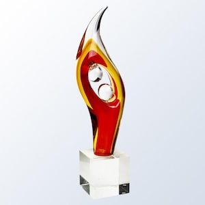 Synergy Glass Award - Custom Engraved Crystal Trophy for Recognition, Achievement, Regional Awards - Elegant Personalized Gift