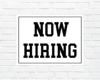 Now Hiring Sign for Businesses | Job Vacancy Sign | Storefront Window Sign | Help Wanted | Professional Hiring Notice | Office Sign