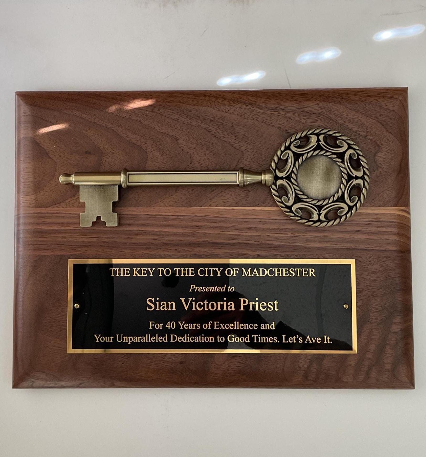 Key to the City Plaque - Custom Engraved Key Award - Recognition ...