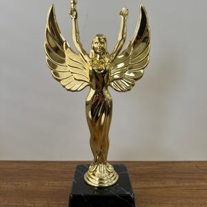 Achievement Award Trophy – Gold Female Figure, Personalized Engraved Plate