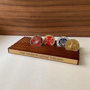 Military Challenge Coin Display Stand with Custom Engraving - Showcase Coins in Style - Perfect for Veterans, Collectors, & Gifts!