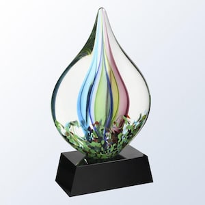 Coral Glass Award - Custom Engraved Crystal Trophy for Recognition, Achievement, Regional Awards - Elegant Personalized Gift