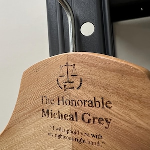 Personalized Hanger for Judges - Investiture Ceremony Gift, Retirement Gift, Custom Robe Hanger, Law Professional Gift Idea - Judge Gift