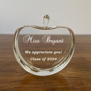 Personalized Crystal Apple Award | Engraved Teacher Gift for Appreciation, Recognition, or Retirement | Custom Keepsake for Educators