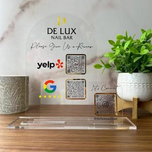 Bord met QR-code betalen | Bord voor kleine bedrijven | Instagram-teken | Sleuf voor visitekaartjes | Pop-upwinkelbord | Marktbord | Acryl bord met QR-code